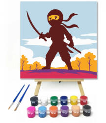  Kalandos ninja küldetése - gyerek számfestő készlet - 30×30 cm (Keretre feszítve)