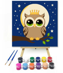  Kisbagoly koronája - gyerek számfestő készlet - 30×30 cm (Keret nélkül)