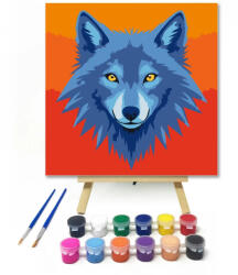  Büszke farkas tekintete - gyerek számfestő készlet - 40×40 cm (Keretre feszítve)