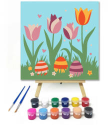  Gyönyörű tulipánok - gyerek számfestő készlet - 20×20 cm (Keretre feszítve)