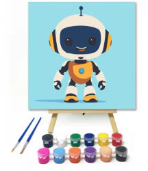  Vidám robotfiú - gyerek számfestő készlet - 30×30 cm (Keret nélkül)