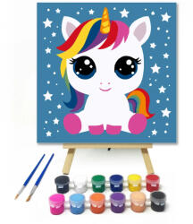  Csillagszemű unikornis - gyerek számfestő készlet - 50×50 cm (Keret nélkül)