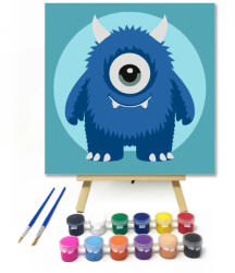 Kedves szörnyecske mosolya - gyerek számfestő készlet - 30×30 cm (Keret nélkül)