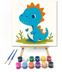  Kíváncsi kisdínó mosolya - gyerek számfestő készlet - 50×50 cm (Keret nélkül)