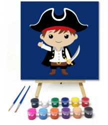  Vidám kalózfiú karddal - gyerek számfestő készlet - 50×50 cm (Keret nélkül)