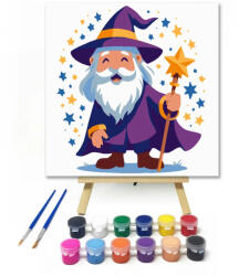 Mosolygós varázsló pálcája - gyerek számfestő készlet - 50×50 cm (Keret nélkül)