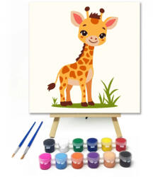  Kis zsiráf mosolya - gyerek számfestő készlet - 40×40 cm (Keretre feszítve)