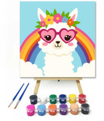  Napszemüveges lámácska - gyerek számfestő készlet - 50×50 cm (Keretre feszítve)