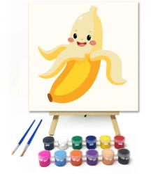  Vidám banán - gyerek számfestő készlet - 40×40 cm (Keretre feszítve)
