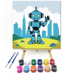  Városi robot - gyerek számfestő készlet - 50×50 cm (Keret nélkül)