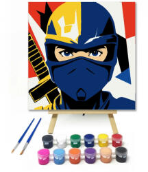  Bátor ninja tekintete - gyerek számfestő készlet - 50×50 cm (Keret nélkül)