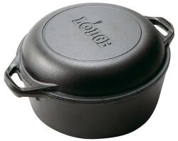 LODGE Ceaun din fonta cu capac tip tigaie - cuptor olandez Lodge 25, 4 cm 4, 7 litri - L-8DD3 (L-8DD3) Ceaun