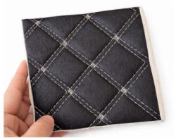  Material imitatie piele matlasata romb, negru cu cusatura gri - auto & casa (Y01NG) (110817-18)