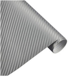  Rola folie carbon 3D argintie autoadeziva 1, 27 m x 30 m, textura fibra carbon (TCT-1600)