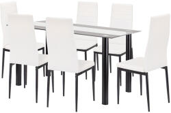 Leziter Set dining Leziter Denton 6+1 cu masa sticla si 6 scaune alb-negru (LUA140B_DA258WB_6)