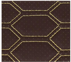  Material imitatie piele pentru tapiterie, hexagon perforat maro cu cusatura bej (Y03MB) (040621-60)