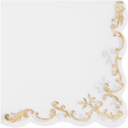 PartyDeco Șervețele - Albe cu ornament 33 x 33 cm