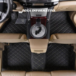  Covorase auto 5D LUX din piele ecologica pentru VW Sharan 2012+ negru cu cusatura bej (080621-3)