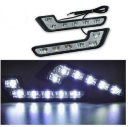  Proiectoare LED DRL tip L 12V, set 2 bucati, lumina alba (Cod 902) (TCT-1475)