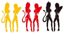  Abtibild auto Devil & Angel cu silueta decorativa, 13x10 cm, pentru exterior (YGT-15) (011225-44)