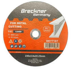  Disc pentru taiat metal T41 230x3, 0x22, 23 mm pentru flex, Breckner BK77187 (010223-10)