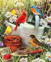 Figured Art Set goblen cu diamante, cu sasiu, Pasari in gradina, 40x50 cm (DP-697-Y)