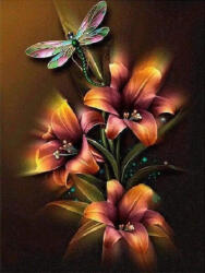 Figured Art Set goblen cu diamante, fara sasiu, Crin si libelula, 40x50 cm (DP-1050)