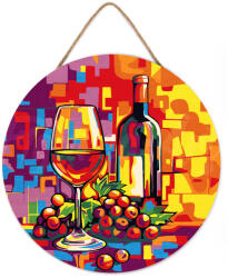 Figured Art Set pictura pe numere rotunda, pe lemn, Vin si struguri, O30cm (RFA037)