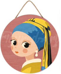 Figured Art Set pictura pe numere rotunda, pe lemn, Fetita cu cercel de perla, O30cm (RFA004)