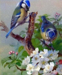 Figured Art Set goblen cu diamante, cu sasiu, Pitigoi pe ramuri, 40x50 cm (DP-411-Y)