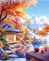 Figured Art Set goblen cu diamante, cu sasiu, Casa ceaiului langa lac, 40x50 cm (DP-FA10564-Y)