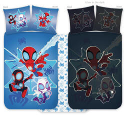  Pókember Spidey sötétben világító gyerek, ovis ágyneműhuzat 100x135cm, 40x60cm (BRM019669) - eking