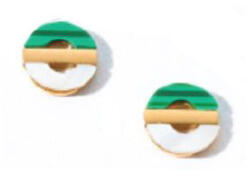  Victoria Arany színű zöld mintás fülbevaló (VBNAB79000) - eking