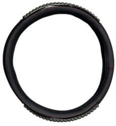  Husa volan neagra din imitatie piele, cu insertie masaj, marimea M 37-38 cm (181024-2)