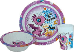  Sárkány Glam étkészlet, micro műanyag szett Dobozban (NVT828119) - eking