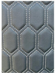  Material imitatie piele pentru tapiterie, model hexagon negru cu cusatura gri - Y06NG (210923-8)