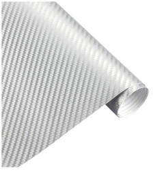 Folie carbon 3D argintie anti-bule, 1 m x 1, 5 m, textura relief (020322-7)
