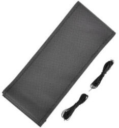  Husa volan din piele perforata, marimea L, neagra, cu ac si ata (LUXA399) (150621-11)