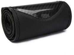  Husa volan cusuta cu ac si ata, imitatie piele & carbon, M 37-38 cm, neagra (131123-3)