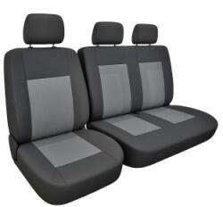  Set huse auto textile 2+1 negru-gri pentru scaun sofer si bancheta, universale (060625-8)