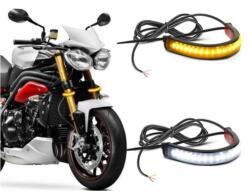  Set benzi DRL 12, 5 cm 12V cu semnalizare dinamica, lumina alba/galbena (010322-6)