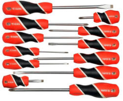  Set 12 surubelnite din otel S2, 58HRC, cu varf întarit si maner ergonomic (021122-14) Surubelnita