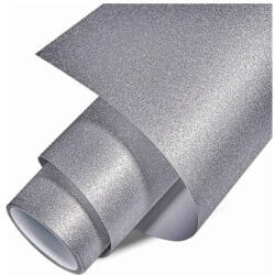  Rola folie auto autocolant PVC argintie glitter mat 1, 52 m x 30 m, anti-bule (170825-21)