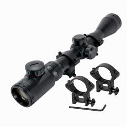  Set Luneta Airsoft si Inele de montura, TRIMEX PRO 3-9x40 EG, Reticul Iluminat, Zoom Variabil 3-9x, 40mm, 32 cm (2081404 - 0314) Binoclu