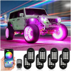  Kit lumini sub masina RGB rock light, 8 module 12V cu control Bluetooth (SPT1508C2-8) (101122-5)