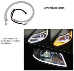  Banda flexibila LED DRL 30 cm cu semnalizare, set 2 bucati (BO30WY) (121016-10)