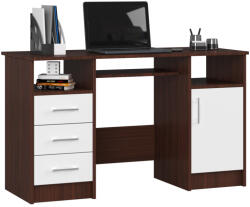  Birou ANA pentru calculator, cu 3 sertare si 1 usa, 124x52x74 cm, maro wenge si alb (AK-26929956-2/2)