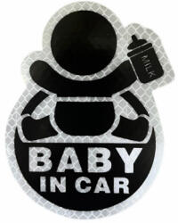  Abtibild auto „Baby in Car reflectorizant, fond alb, pentru geam (140723-15)
