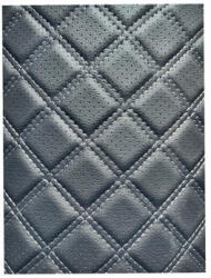  Material imitatie piele pentru tapiterie romb perforat, negru cu cusatura bej (Y02NB) (070621-45)