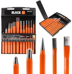 Black Véső készlet és lyukasztó készlet 12 db-os chrome vanadium acél véső készlet - 36502 (36502)